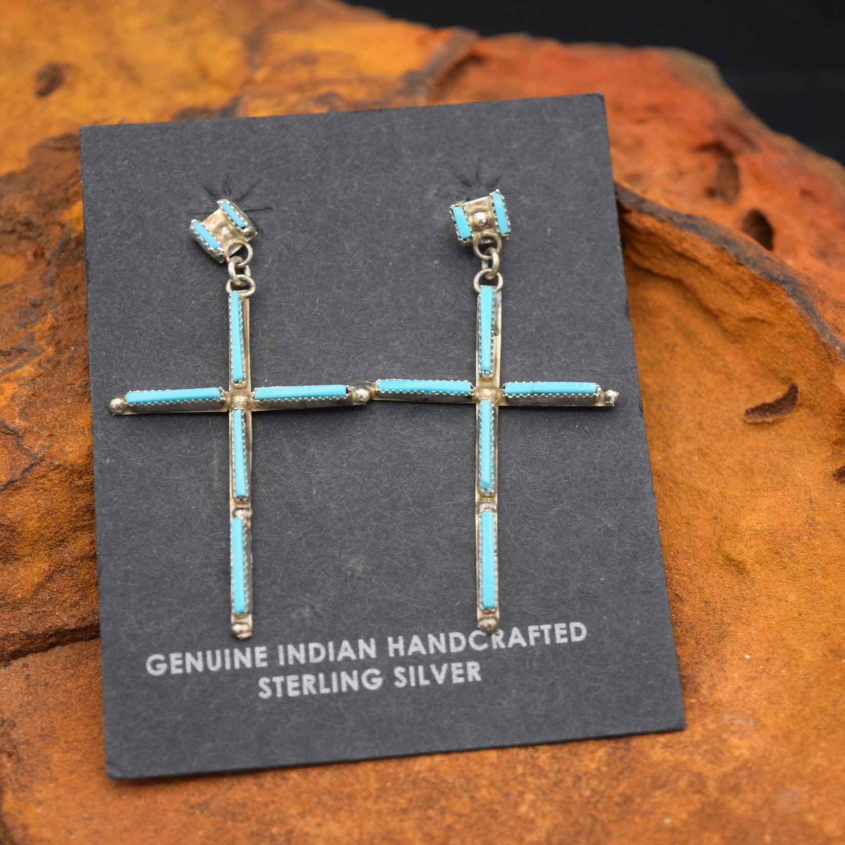 TURQUOISE CROSS EARRINGS