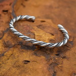 BRAIDED TWIST SILVER CUFF (6")