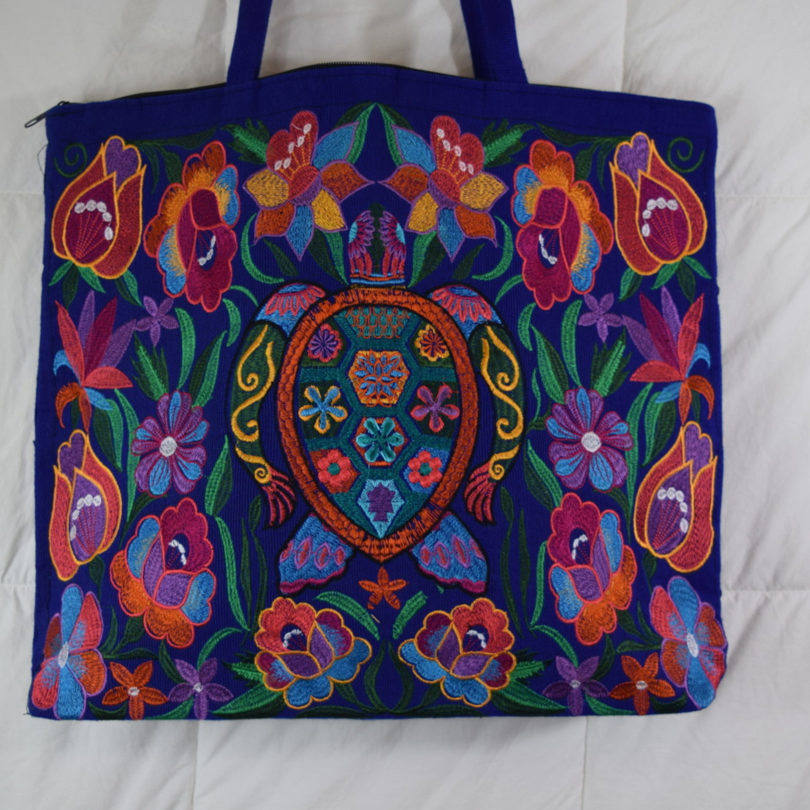 Royal Blue Turtle Embroidered Tote