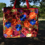 Red Floral Embroidered Tote