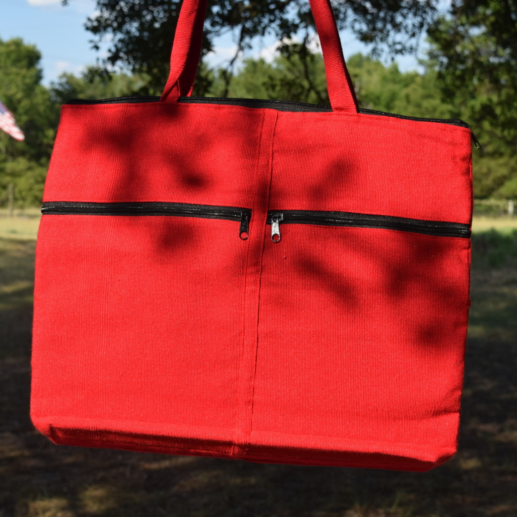 Red Floral Embroidered Tote
