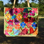 Sand Floral Embroidered Tote