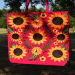 Pink Sunflower Embroidered Tote