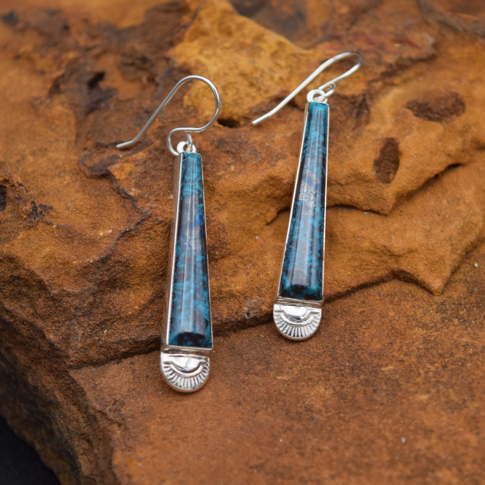 JOHN CHARLEY AZURITE CHRYBOCOLBA EARRINGS