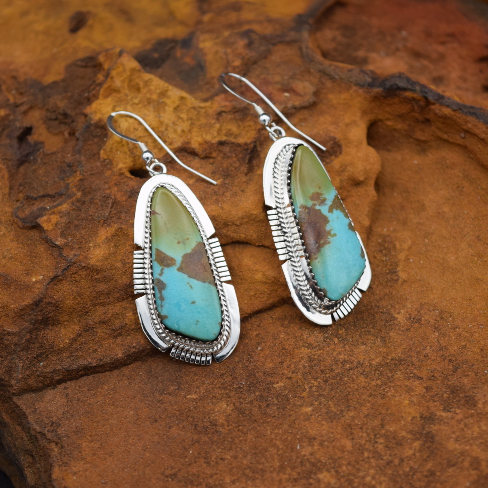 TURQUOISE/BROWN/GREEN EARRINGS