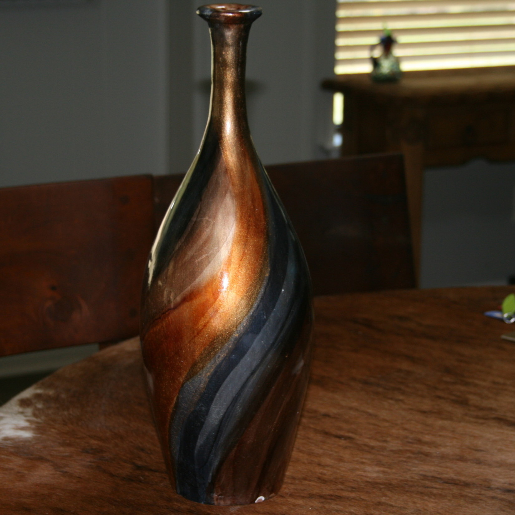 Ceramic Brown / Metallic  Vase - Medium