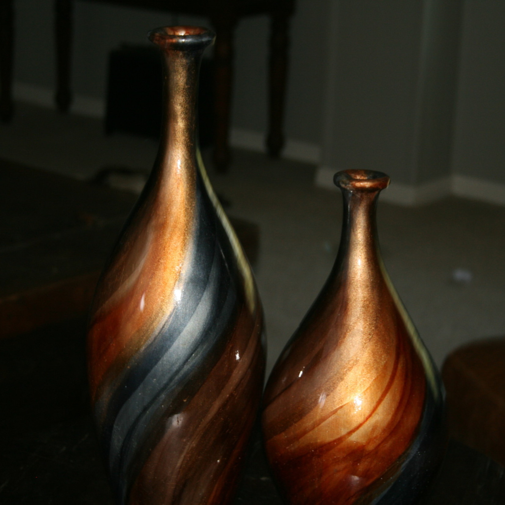 Ceramic Brown / Metallic  Vase - Medium