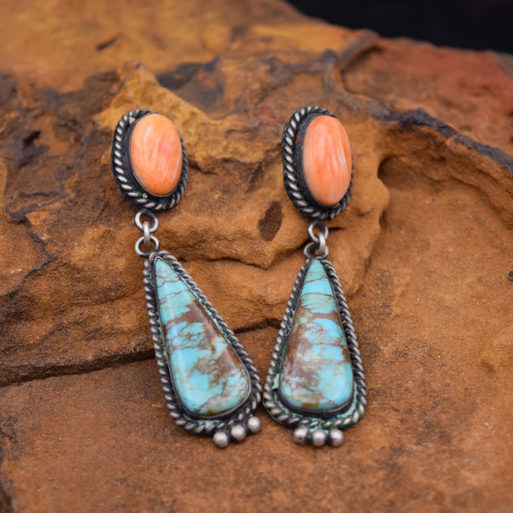 Orange Spiny Royston Earrings