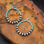 Navajo Pearl Turquoise Hoop Earrings