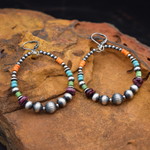 Navajo Pearl Multistone Hoop Earrings