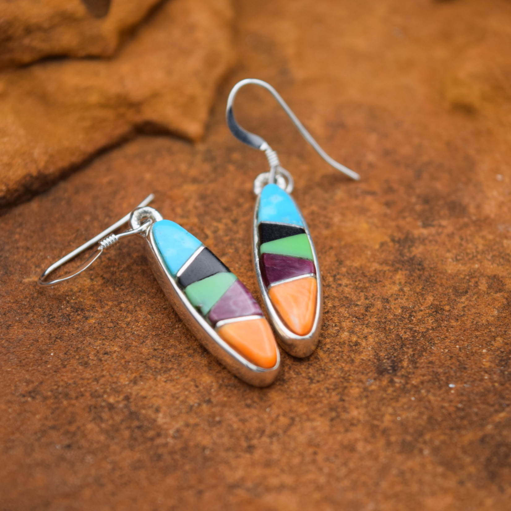 Turquoise Onyx Purple/Orange Spiny Earrings