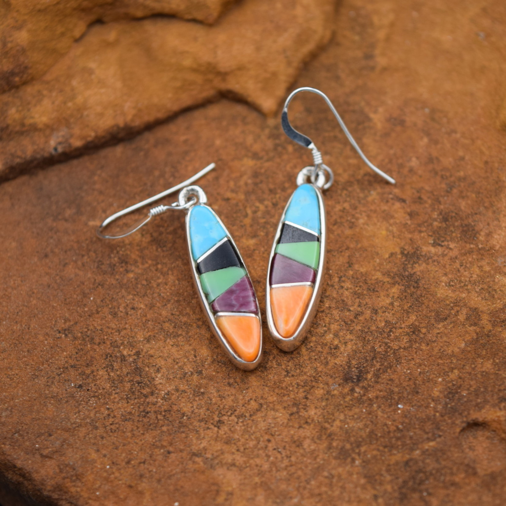 Turquoise Onyx Purple/Orange Spiny Earrings