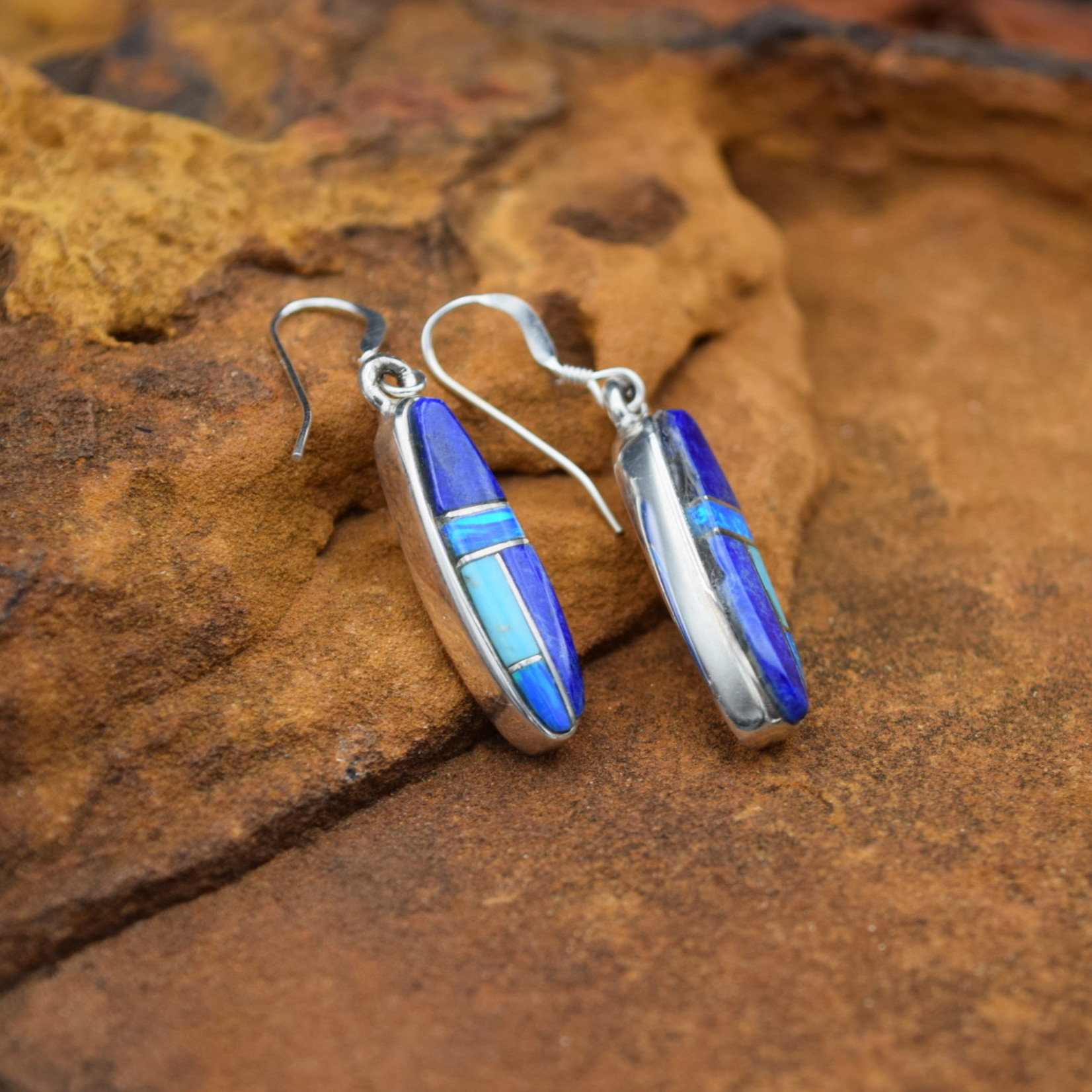 Lapis Pearl & Turquoise Earrings