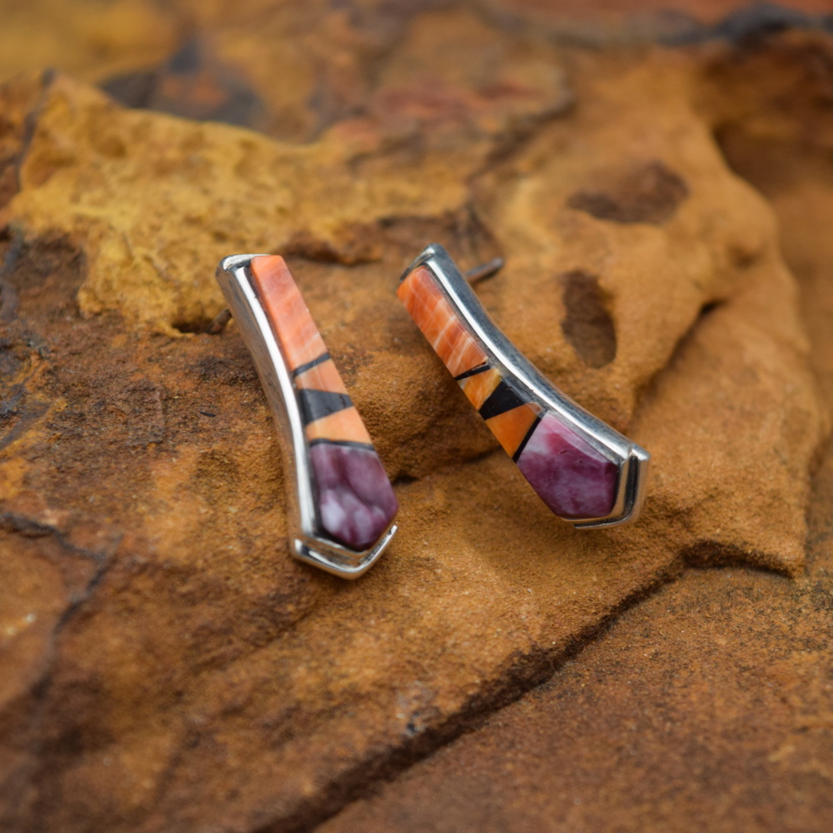 Orange Purple Spiny Earrings