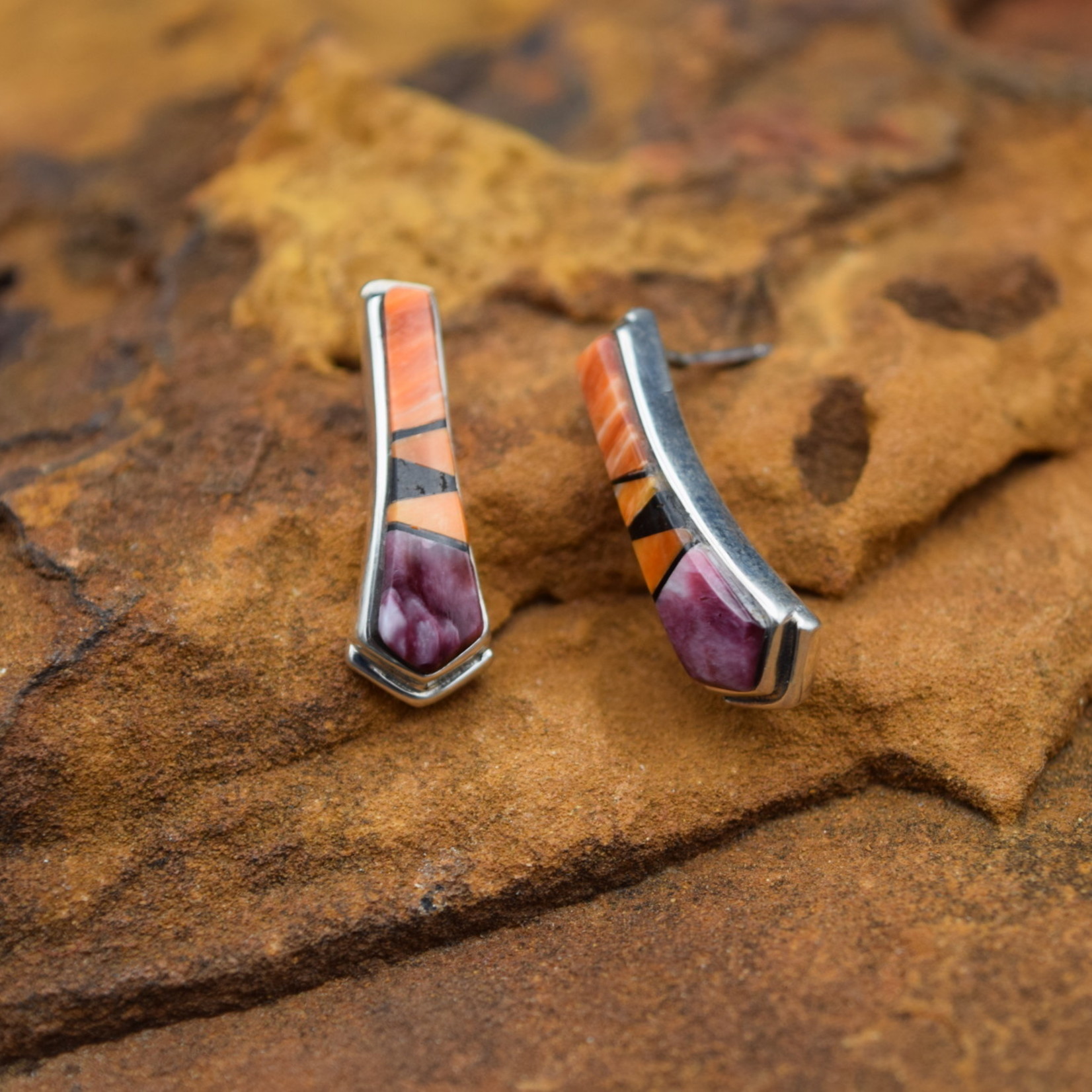 Orange Purple Spiny Earrings