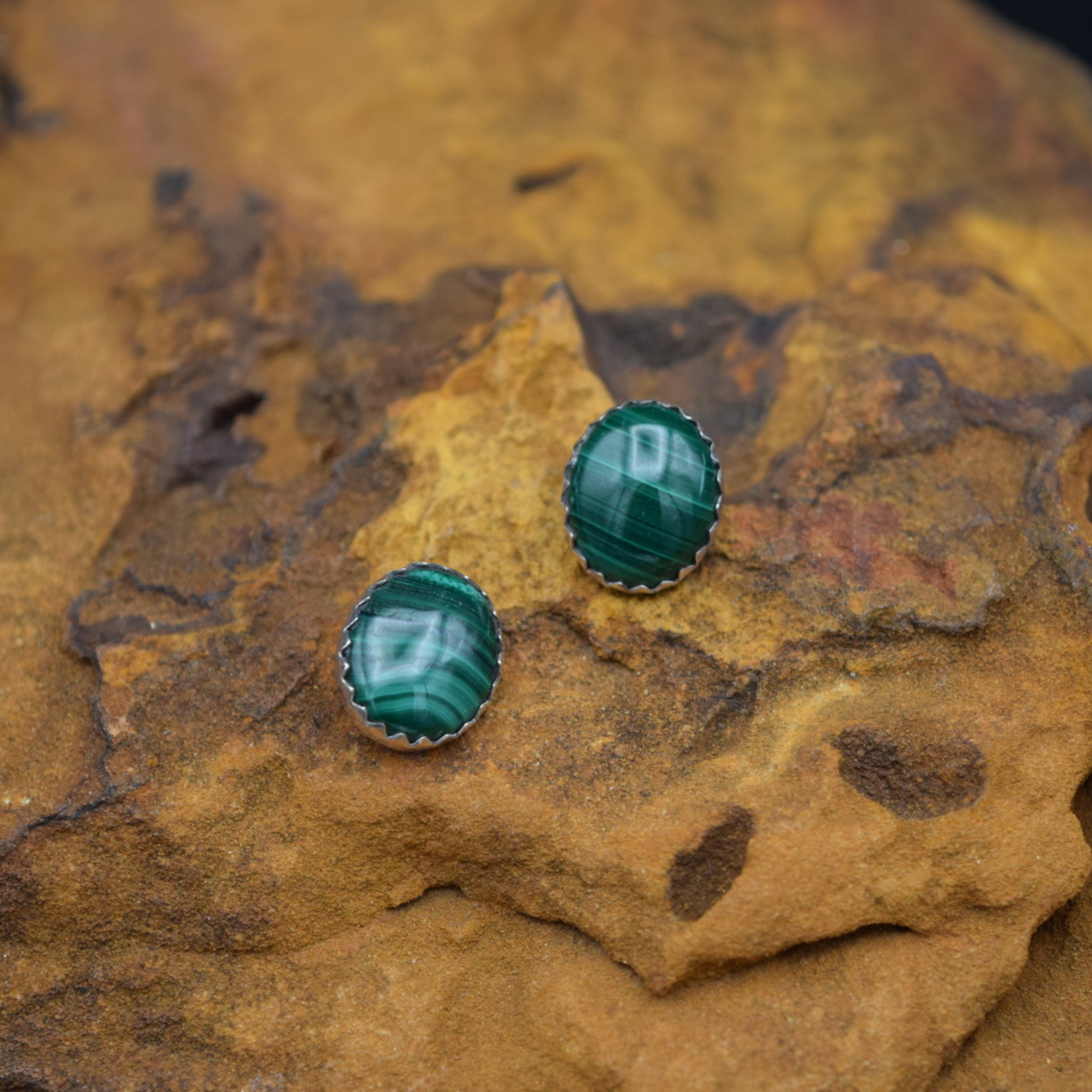 Green Post Earrings