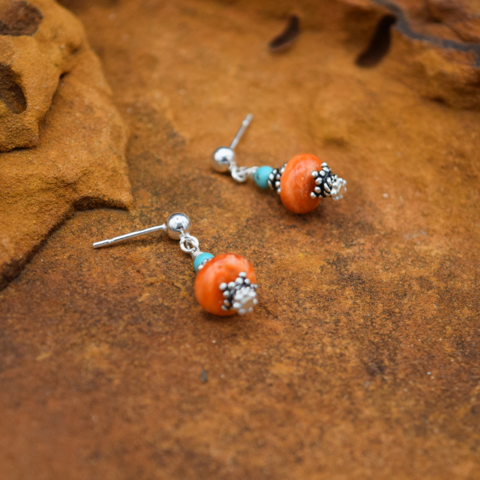 Orange Spiny Earrings