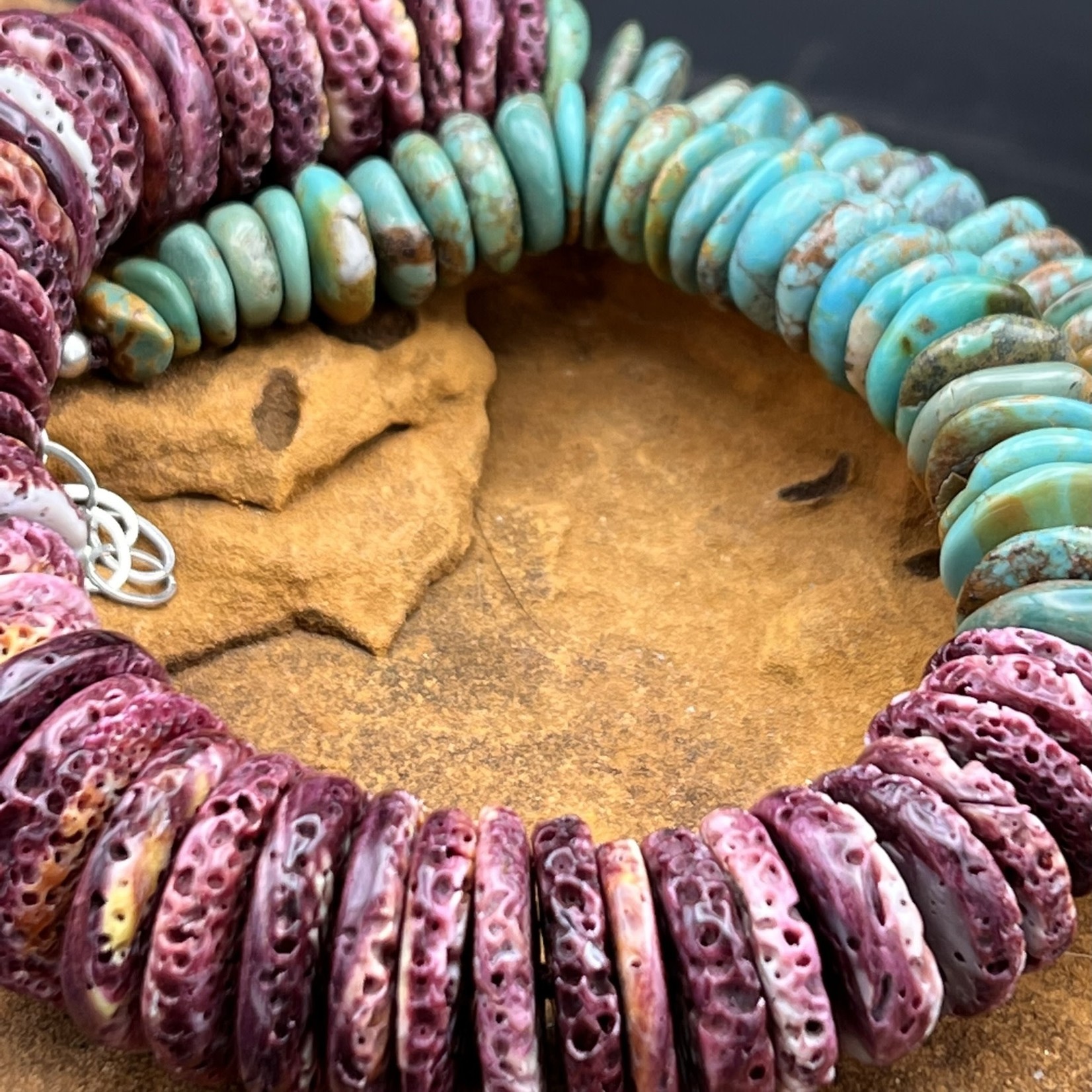 ROYSTON TURQUOISE & PURPLE SPINY NECKLACE [20"]