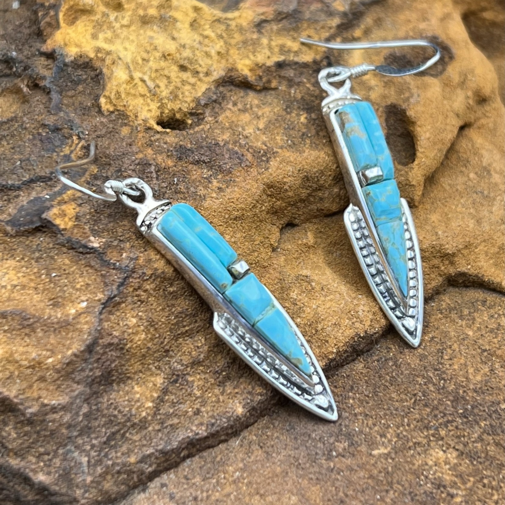 TURQ-SILVER ARROW EARRINGS