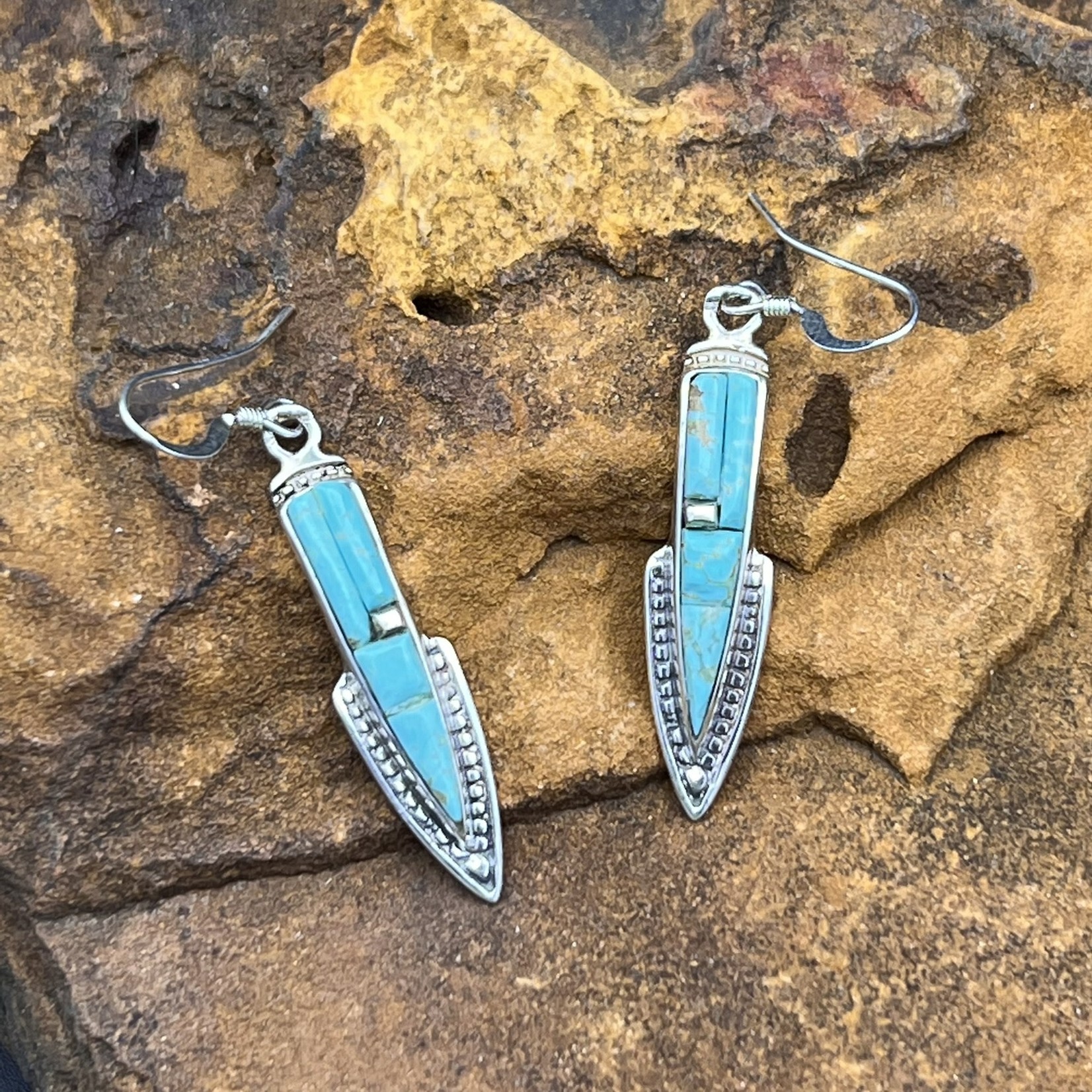 TURQ-SILVER ARROW EARRINGS