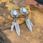 VINTAGE FEATHER PINK OPAL EARRINGS