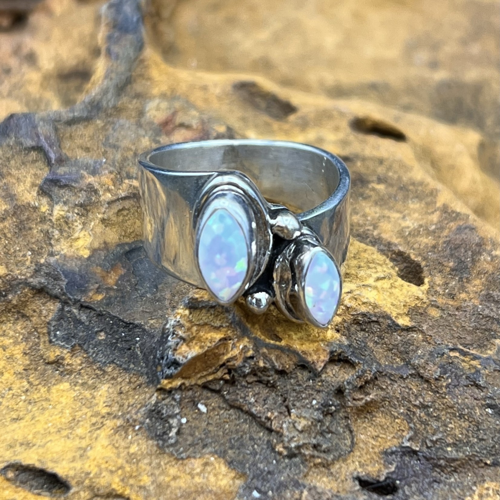 SILVER OPAL RING [Size: 8]