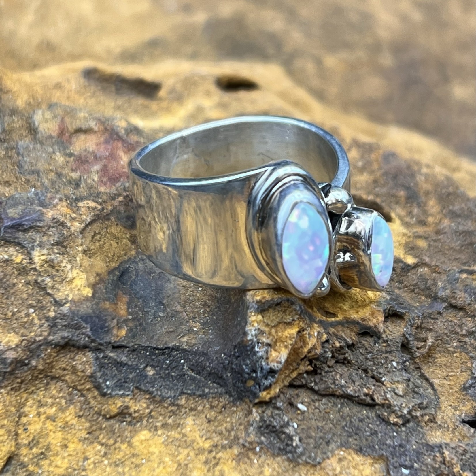 SILVER OPAL RING [Size: 8]