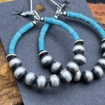 TURQUOISE & NAVAJO PEARL HOOPS