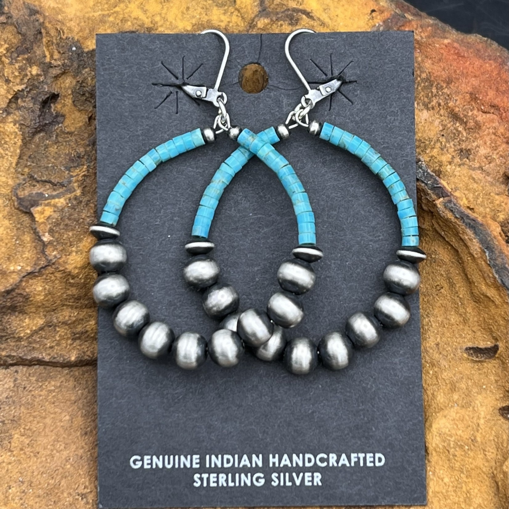 TURQUOISE & NAVAJO PEARL HOOPS