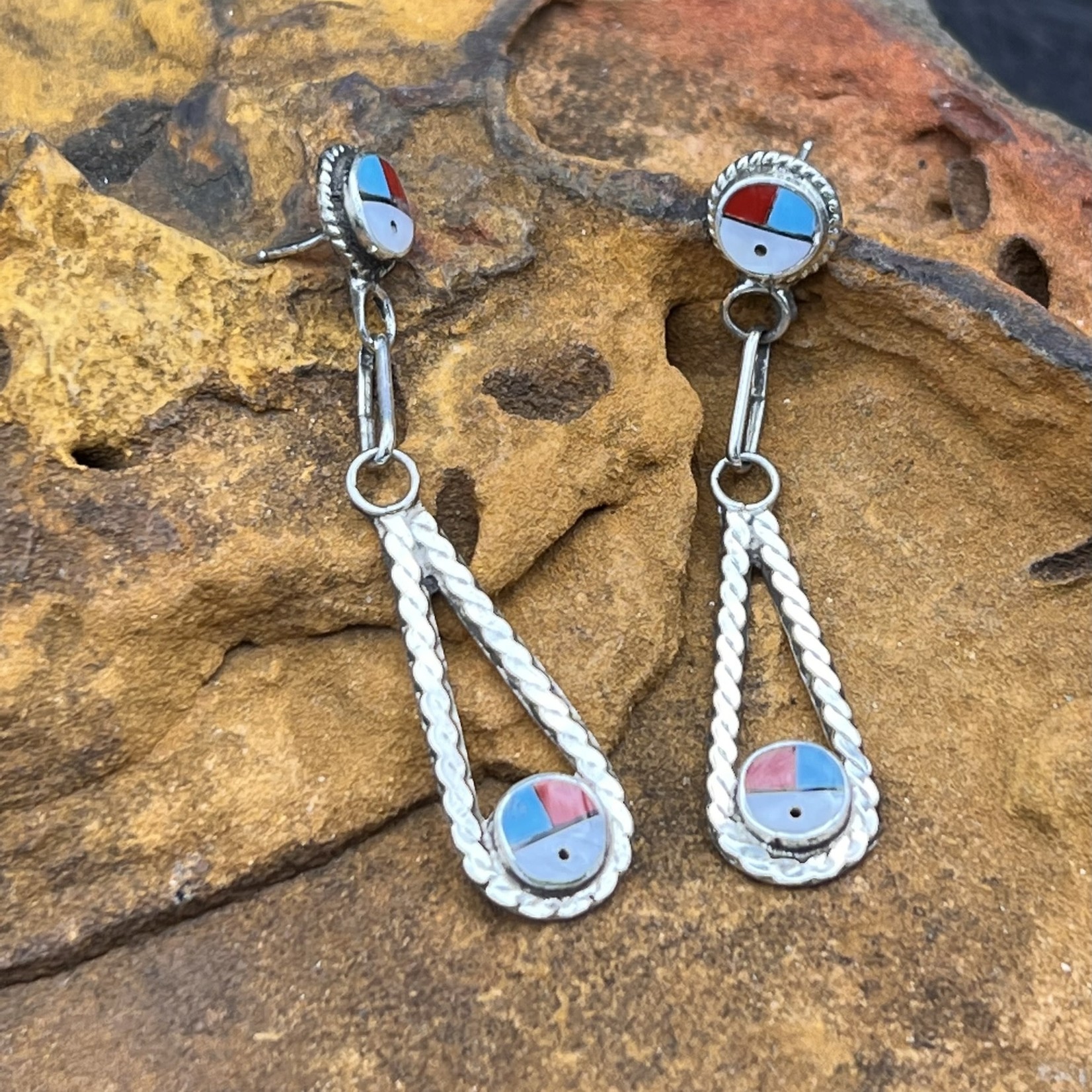 ZUNI SUNFACE DANGLE EARRINGS