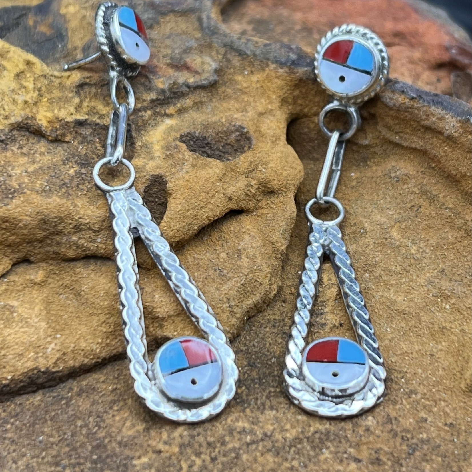 ZUNI SUNFACE DANGLE EARRINGS