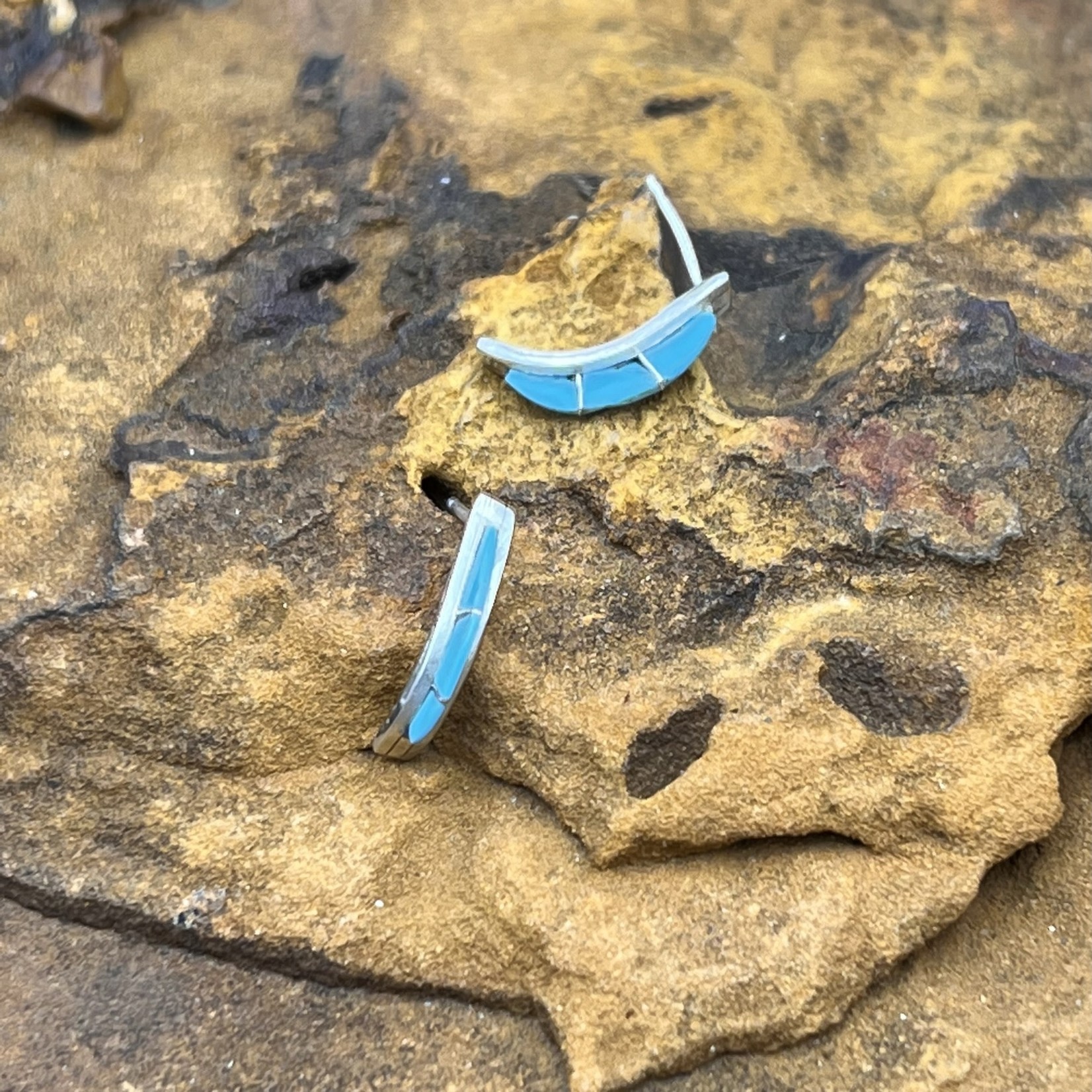 Delbert Shirley Turquoise Zuni Earrings