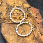 SILVER PEARL  HOOP EARRINGS