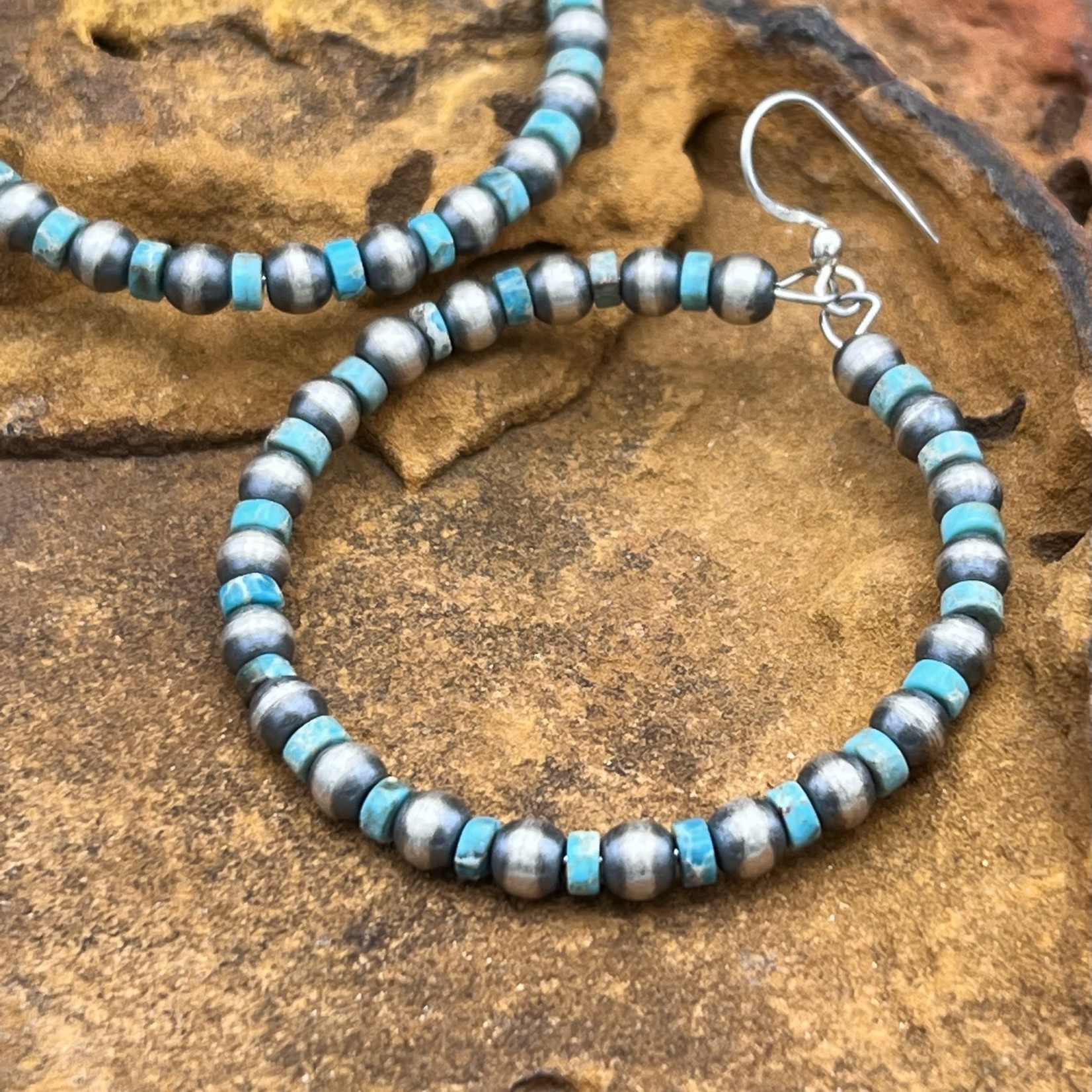 NAVAJO PEARL TURQUOISE HOOP EARRINGS