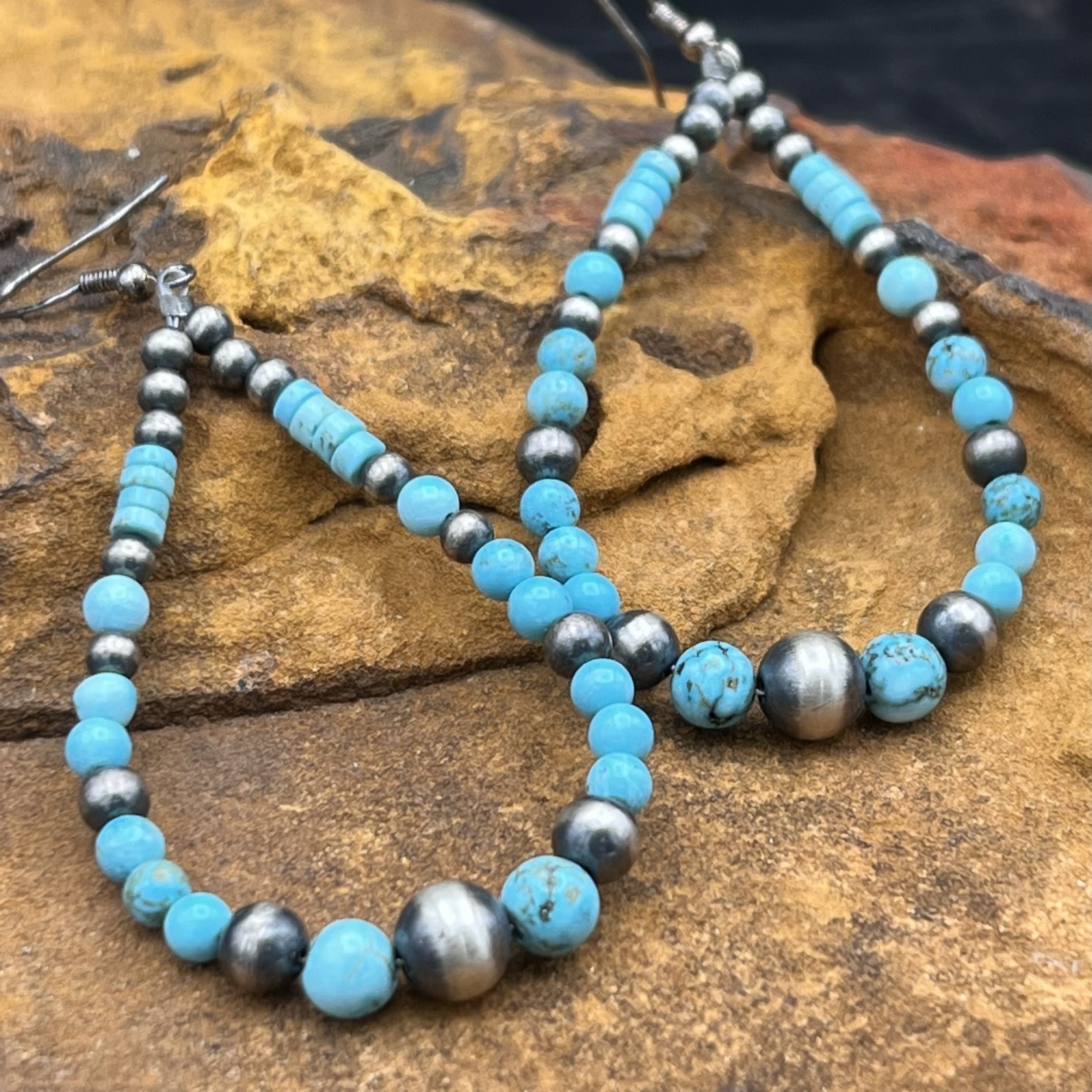 Turquoise & Navajo Pearl Earrings