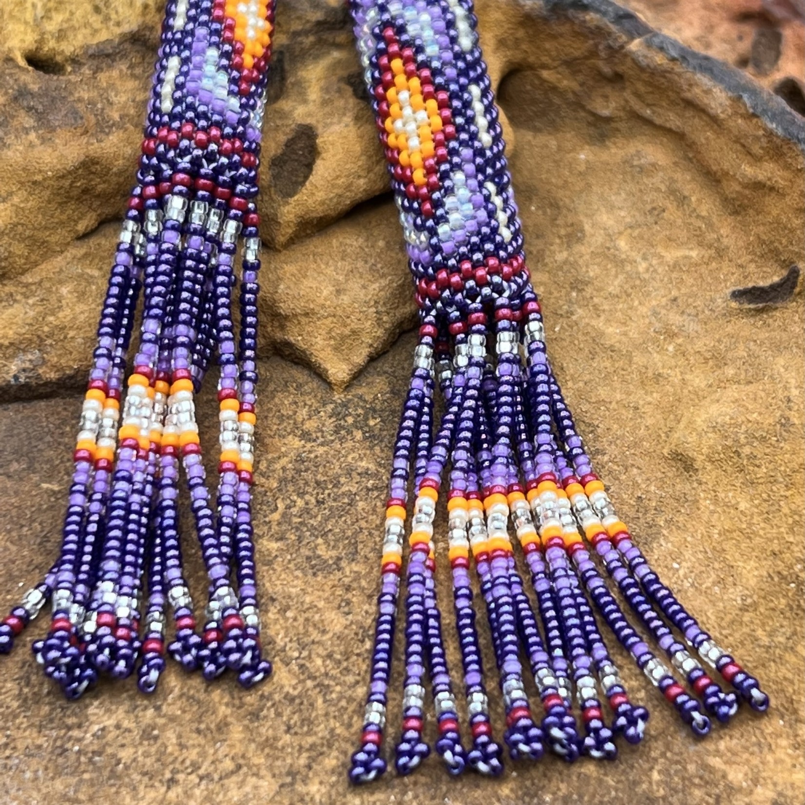 PURPLE BEADED EARRNGS