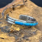 Mary Lincoln, Turquoise Inlay Stacker Cuff  [6.25"]