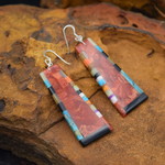 RED MULTI COLORED SLAB EARRINGS