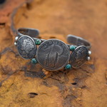 COIN-GREEN TURQUOISE CUFF (Size: 6)