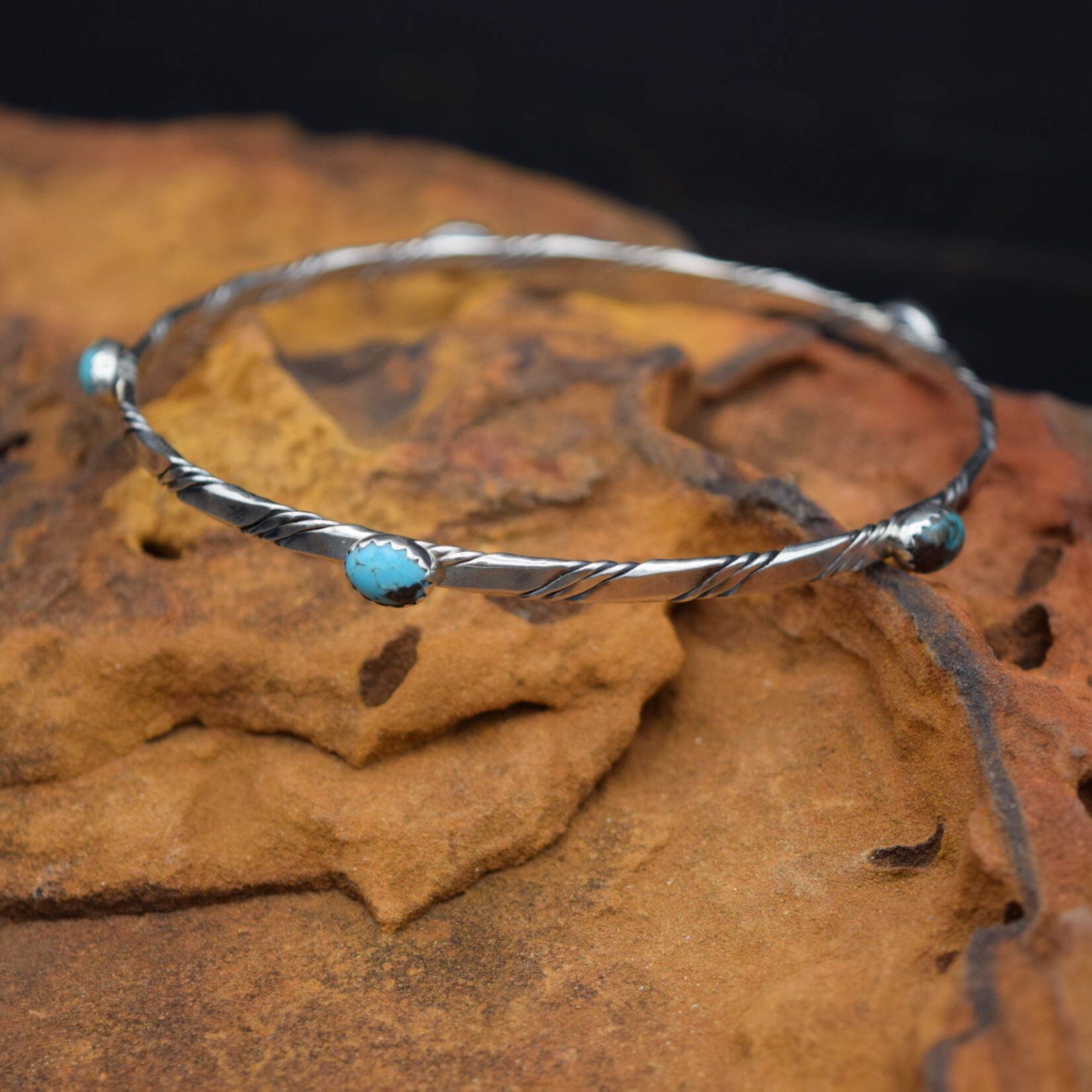 TURQOISE $ SILVER BANGLE BRACELETS