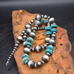 TURQUOISE & NAVAJO PEARL NECKLACE 28"