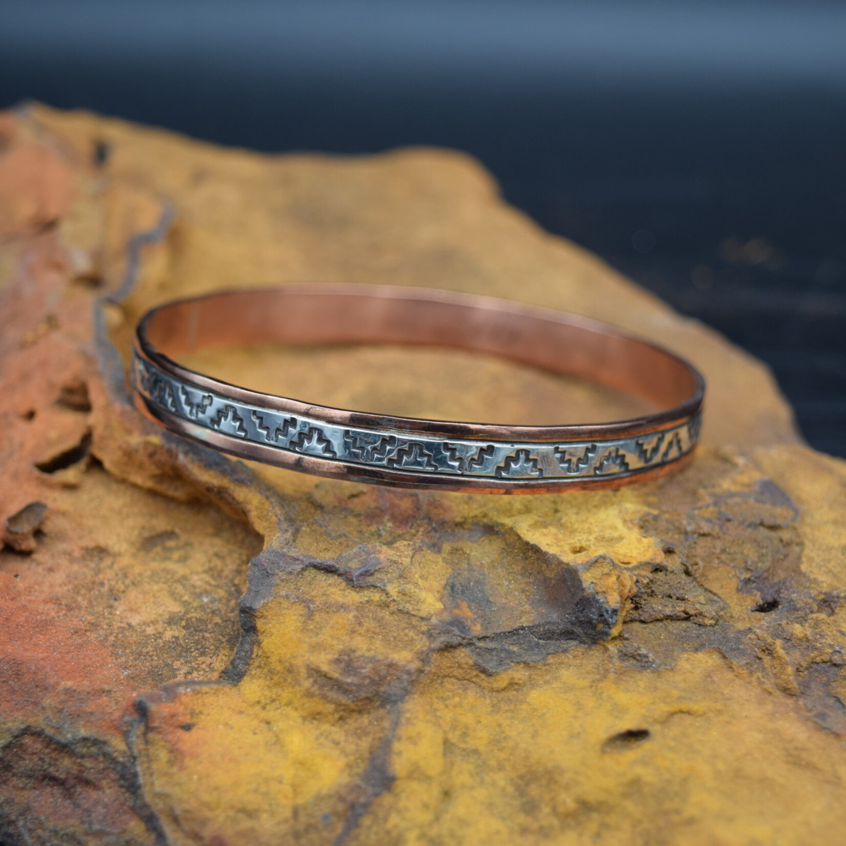 WYLIE SECATERO COPPER SILVER BANGLE BRACLET 9