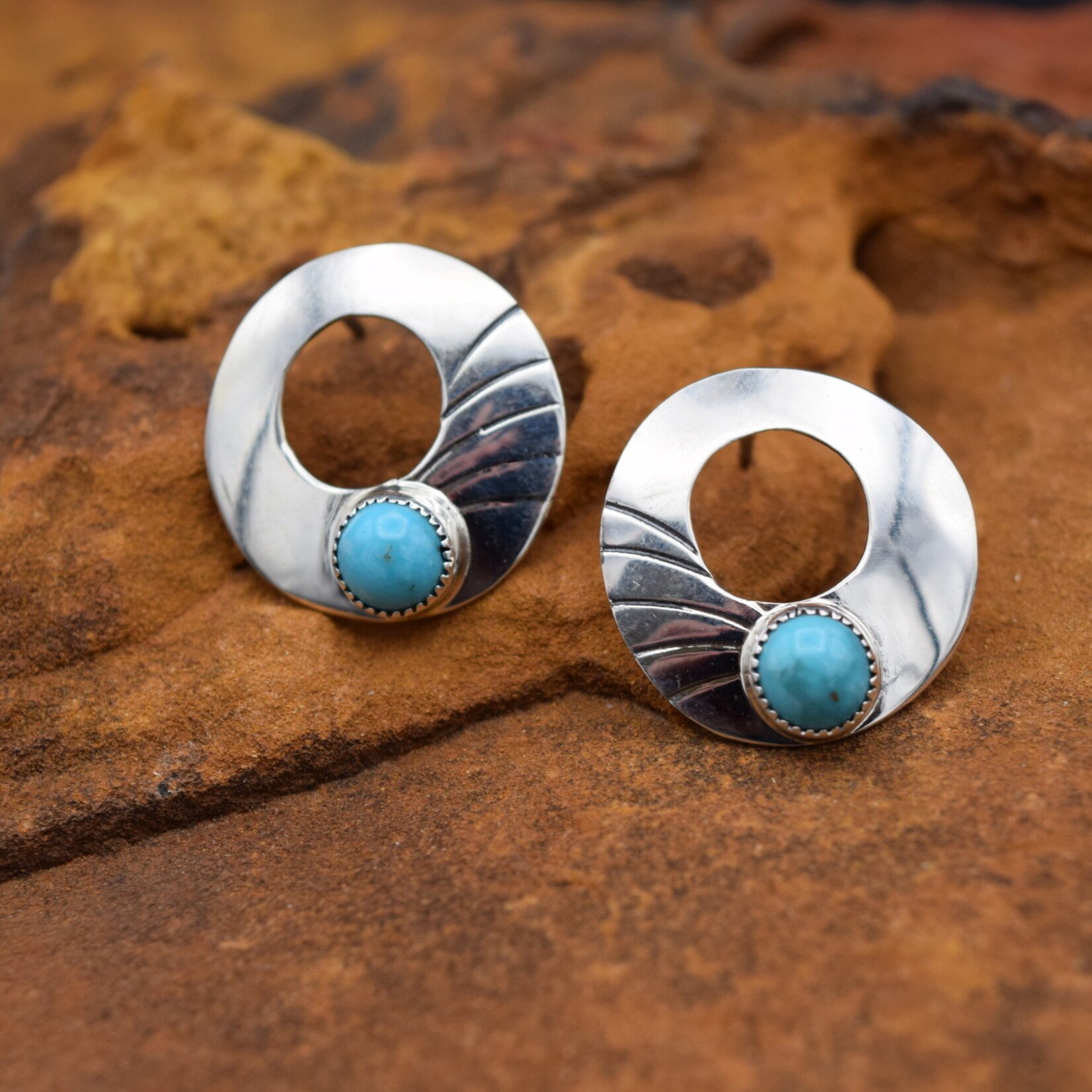 Turquoise Circle Earrings