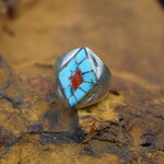 DIAMOND WILD HORSE TURQUOISE CORAL RING (Size: 11.5)
