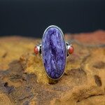 Charoite Ring w/ Coral (Size: 8.25)