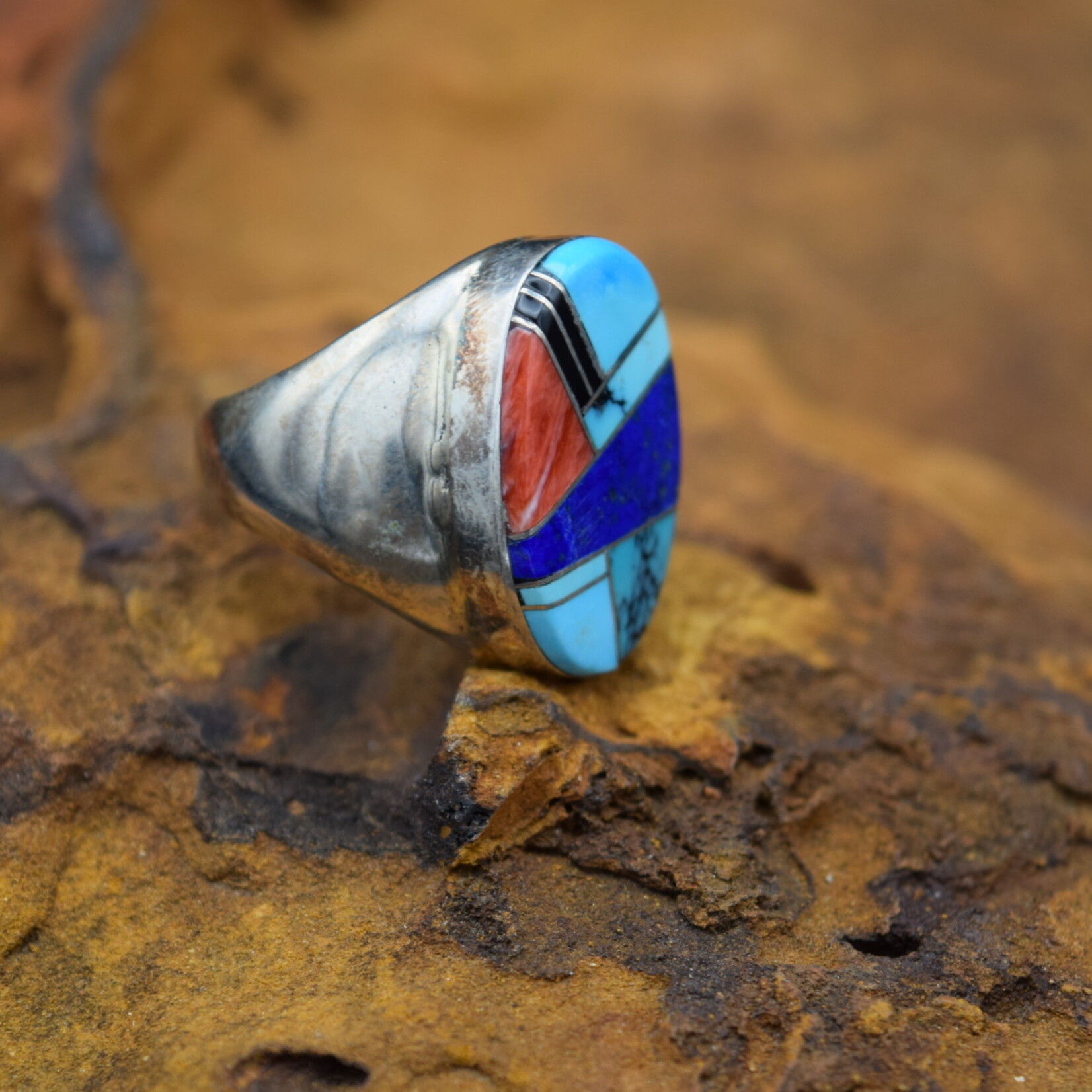 OVAL INLAY MULTI STONE RING (Size: 9)
