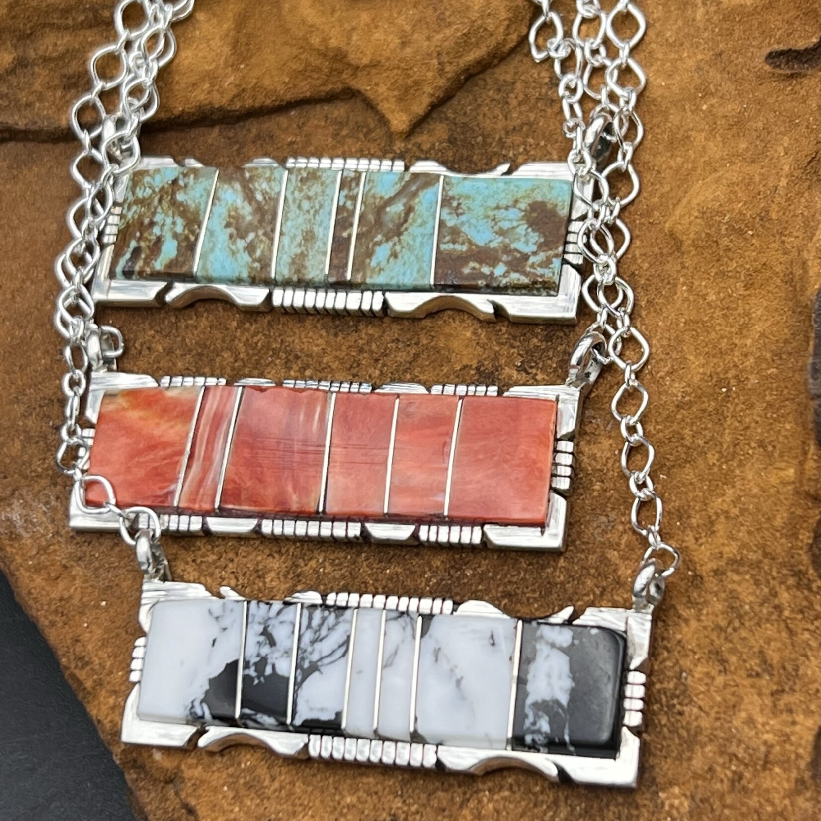 SF Inlay Bar Necklace [Multiple Color Options]