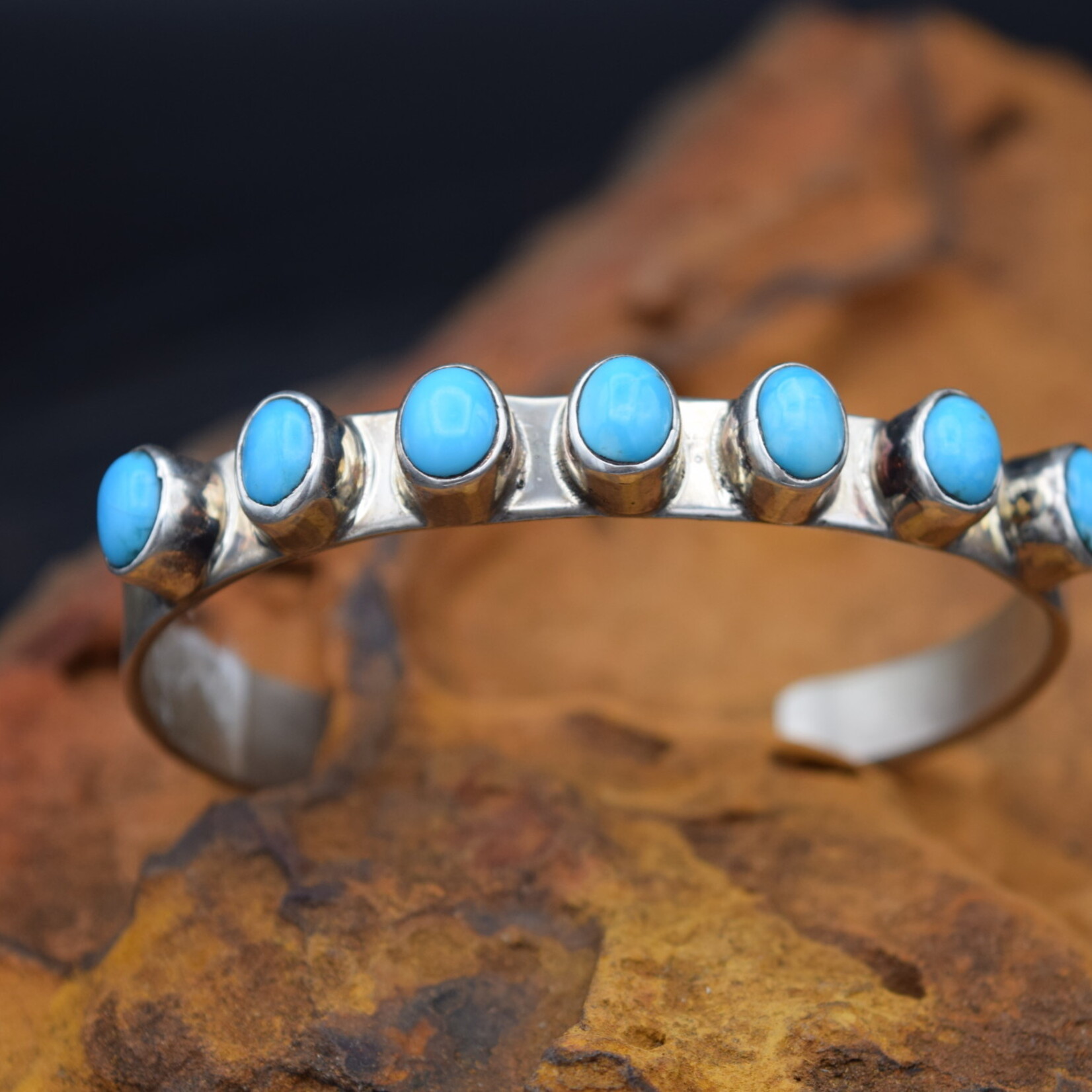 7 stone Turquoise Stacker Cuff  [6.25"]