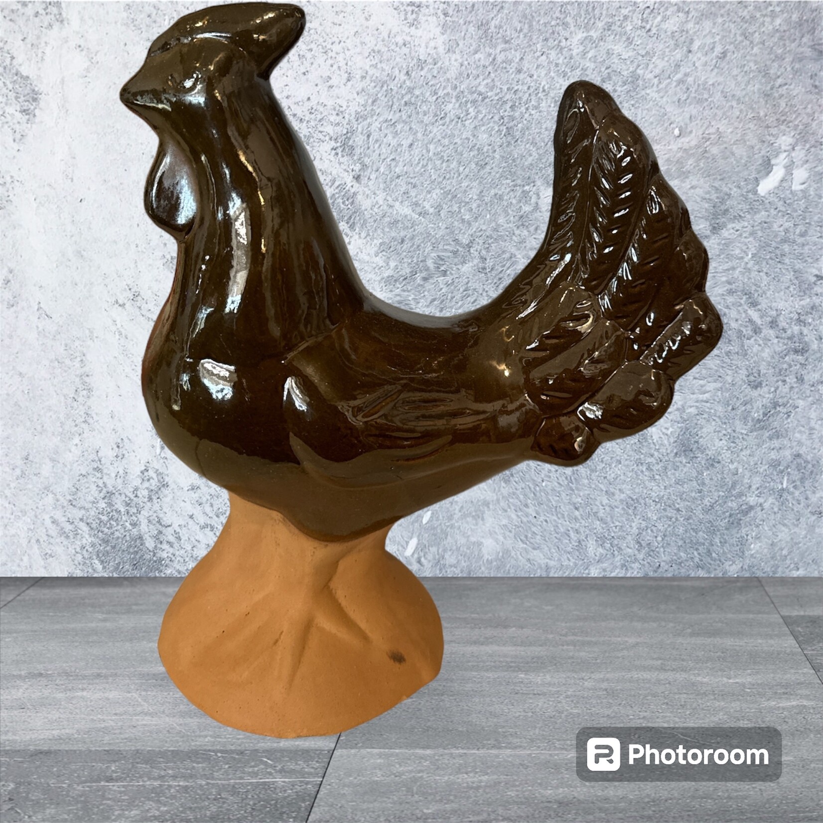 BROWN CERAMIC ROOSTERS