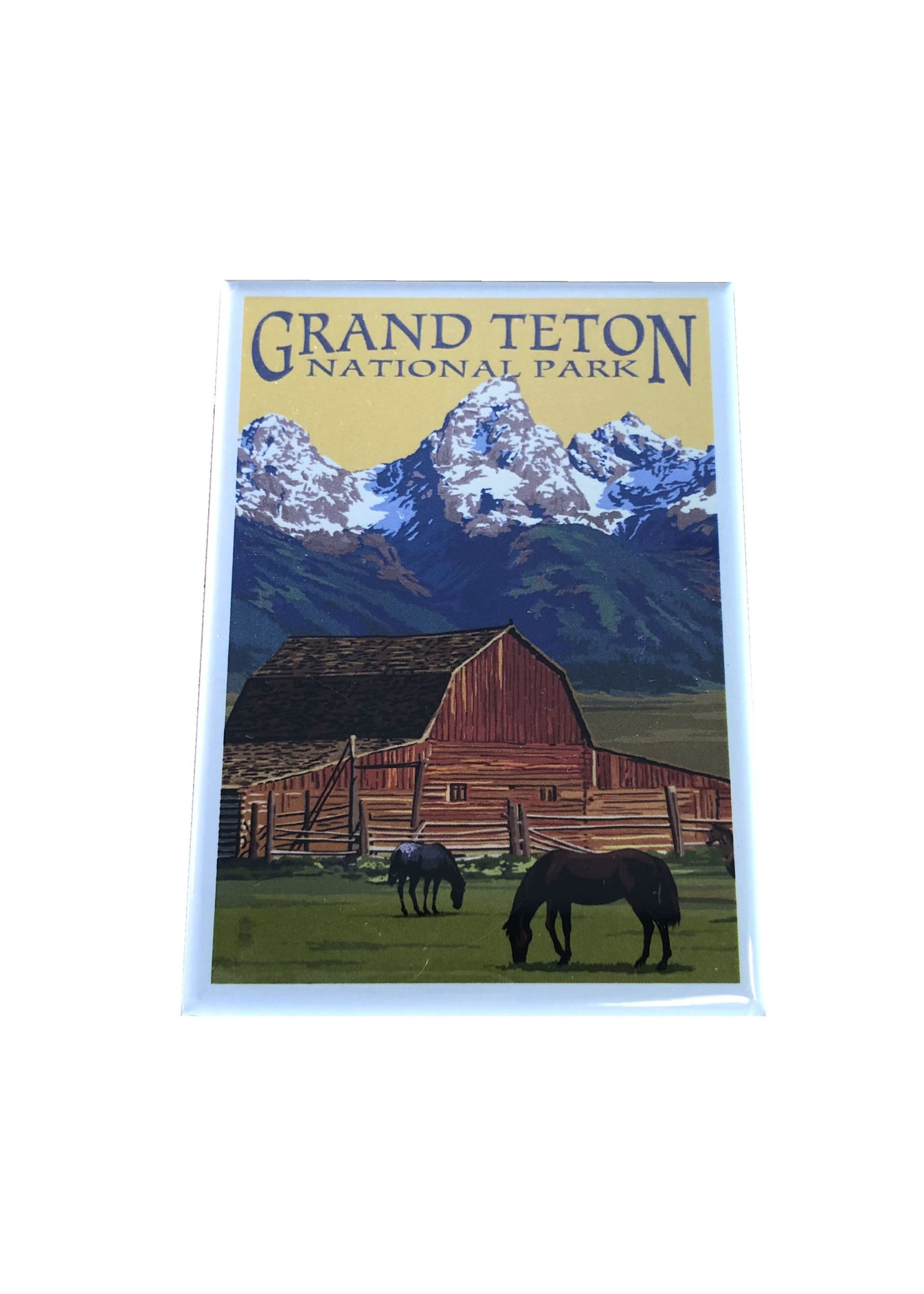 TETONS BARN AND HORSE PAINTERLY MAGNET